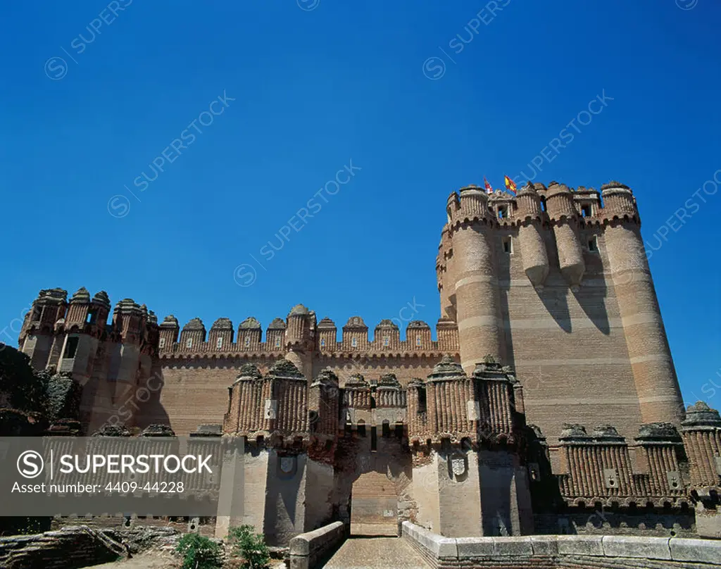 Spain. Castile-Leon. Coca. Coca Castle. It was built by the Archbishop of Seville and Don Alonso de Fonseca y Ulloa. 15th century. Mudejar style.