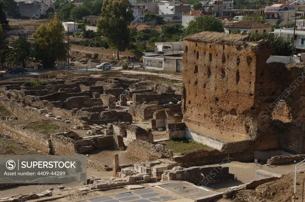 Greece. Argos. Roman Baths and Theatre detail. Ruins. Peloponnese Region.