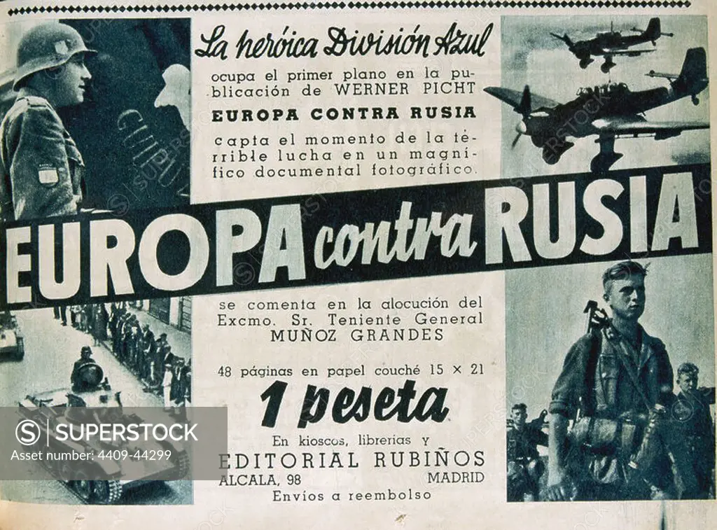 WORLD WAR II. "EUROPE AGAINST RUSSIA". Poster of the exhibition of documentary photography.