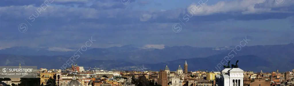 Italy. Rome. Panoramic view of the city, from the Piazza Garibaldi square.
