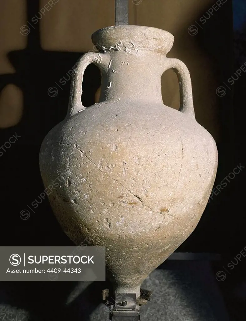 Greek Art. Spain. Amphora Massaliote to contain wine. 5th-3rd Centuries B.C. Archaeological Museum of Girona. Catalonia.