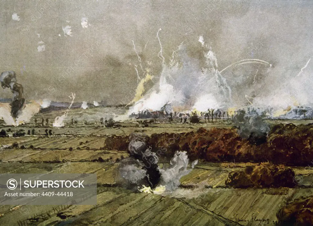 First World War (1914-1918). Battle of Champagne ( 25 September, 1915). Engraving.