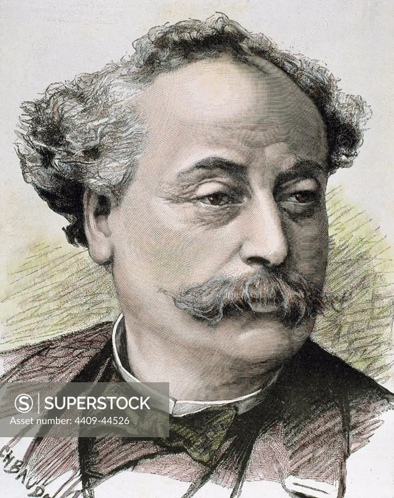 DUMAS, Alexandre (Paris ,1824-Marly-le-Roi, 1895). French novelist and playwright. Illegitimate son of Alexandre Dumas. Colored engraving.