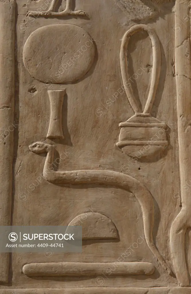 Hieroglyph. Temple of Hatshepsut. 18th Dynasty. New Kingdom. Deir el-Bahari. Egypt.