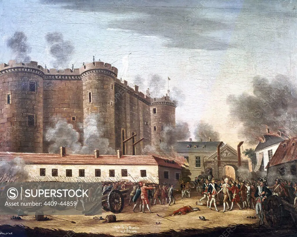 French Revolution. The Storming of the Bastille. July 14, 1789. Oil on canvas. 18th century. Carnavalet Museum. Paris. France.