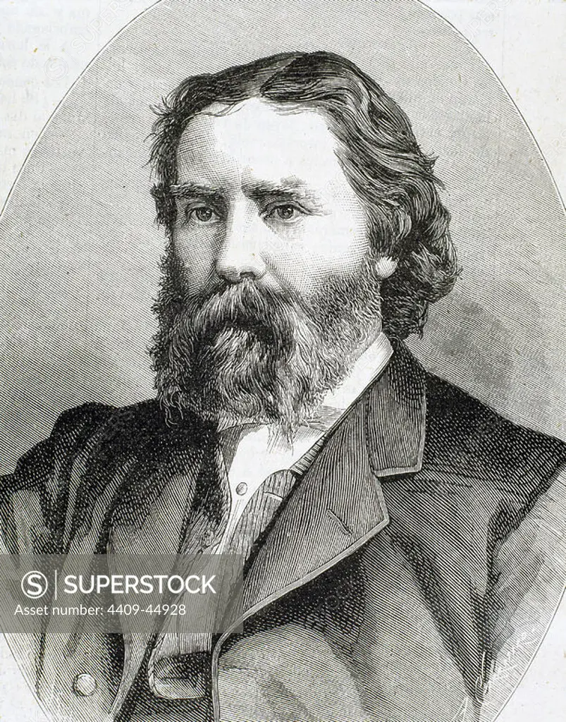 LOWELL, James (1819-1891). Poet, essayist and American diplomat. Engraving.