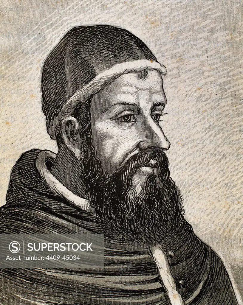 Clement VII (14781534), born Giulio di Giuliano de Medici Cardinal from 1513 to 1523 and Pope from 1523 to 1534. Thanks to his patronage Michelangelo finished the paintings of the Last Judgement in the Sistine Chapel. Engraving by Serra Pausas.