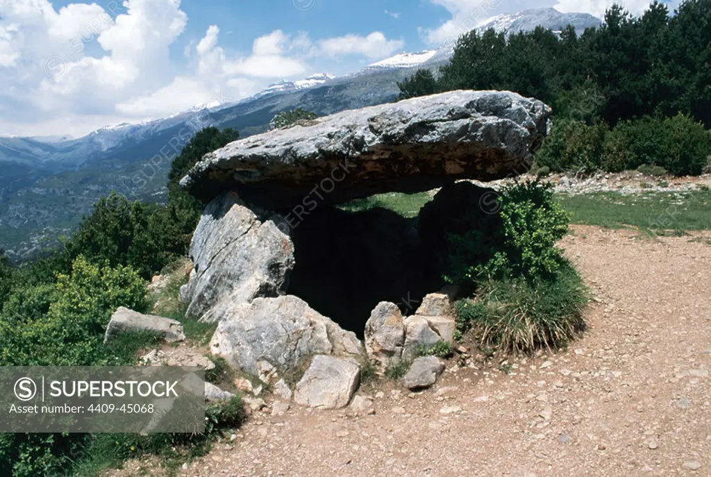 Dolmen of Tella. 4th millennium BC. Neolithic. Near Tella, province of Huesca, Aragon, Spain.