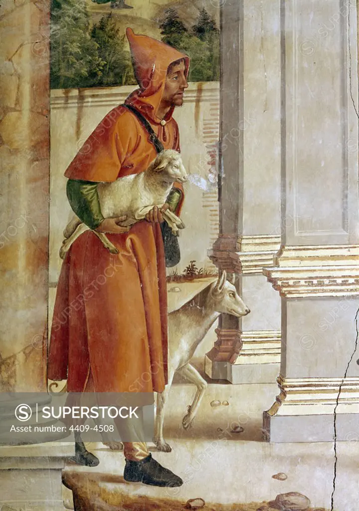 Chapter house. Fresco. Detail from the shepherd. Toledo cathedral. Author: Juan de Borgona. Location: CATEDRAL-INTERIOR. Toledo. SPAIN.
