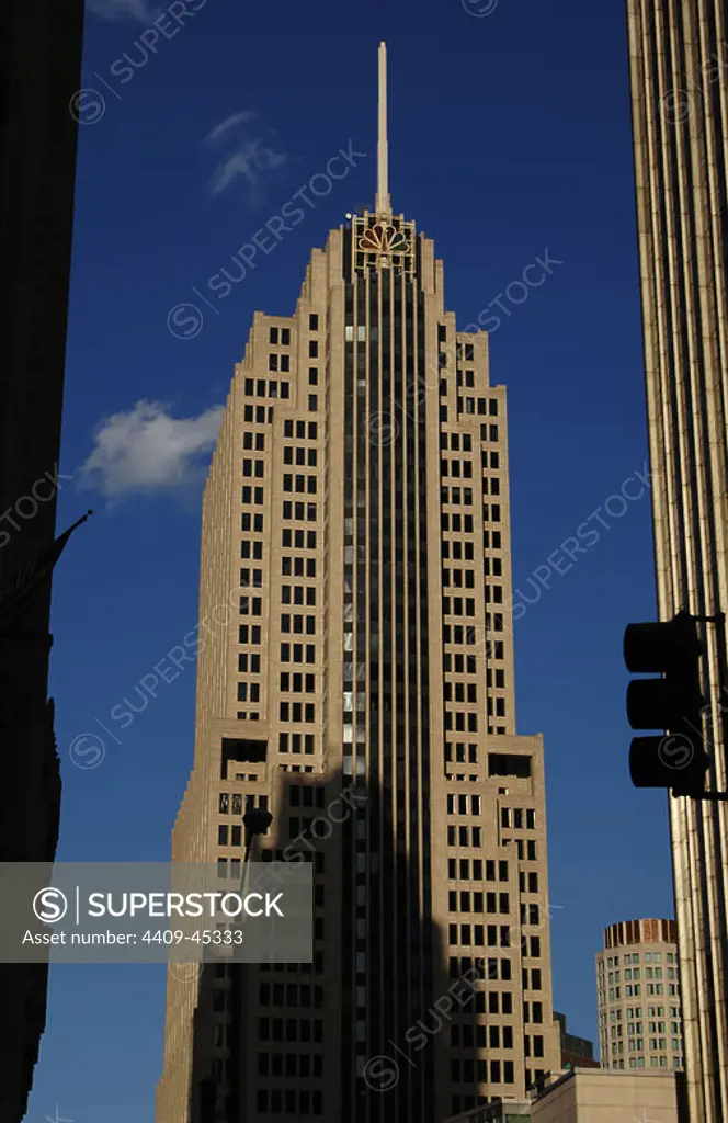 ESTADOS UNIDOS. CHICAGO. Vista de la sede de la empresa de televisión y medios de comunicación NBC (National Broadcasting Company). Estado de Illinois.