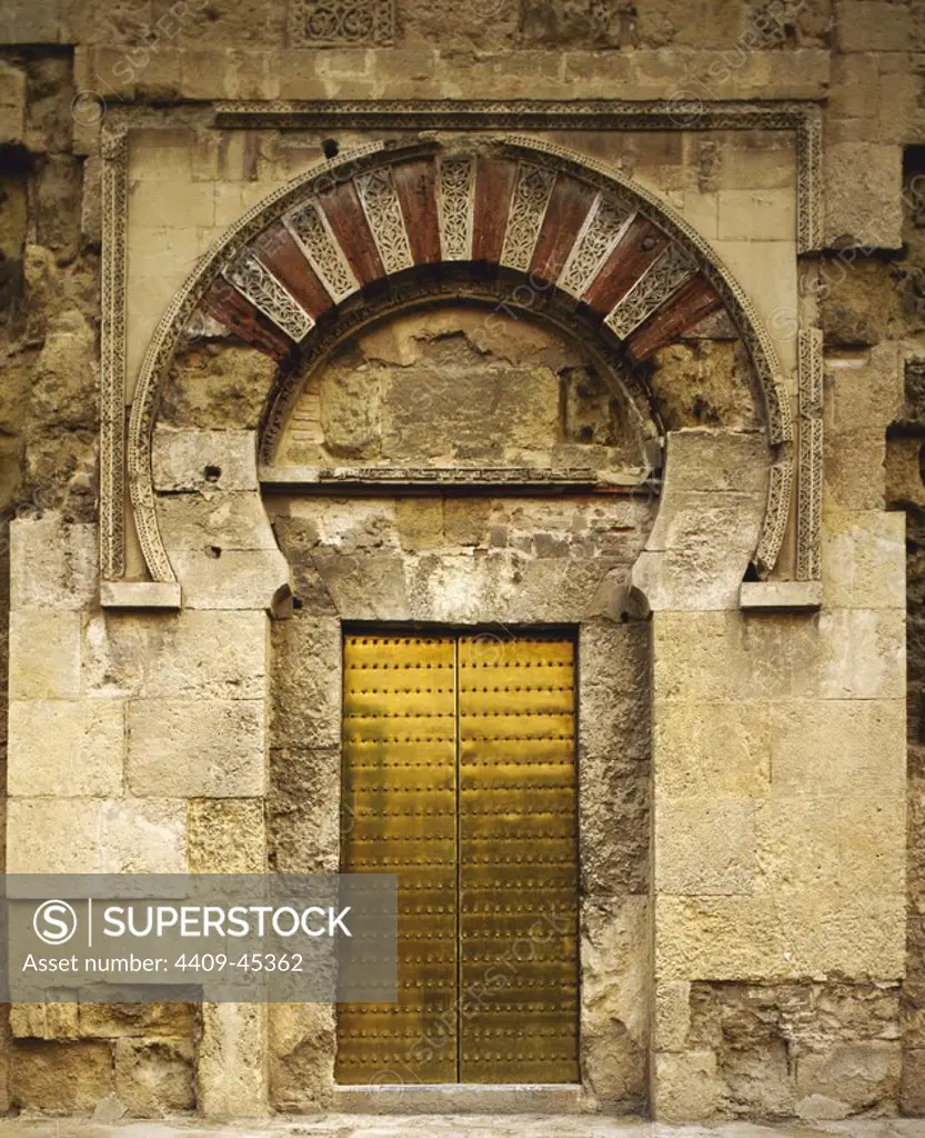 Spain. Caliphate of Cordoba. Umayyad. Great Mosque of Cordoba. 8th century. Built in 780 by Abd ar-Ramhan I (756-188). Entrance in the western wall. Bat Al-Wuzara (Gate of the Viziers) or St. Stephen's Gate.