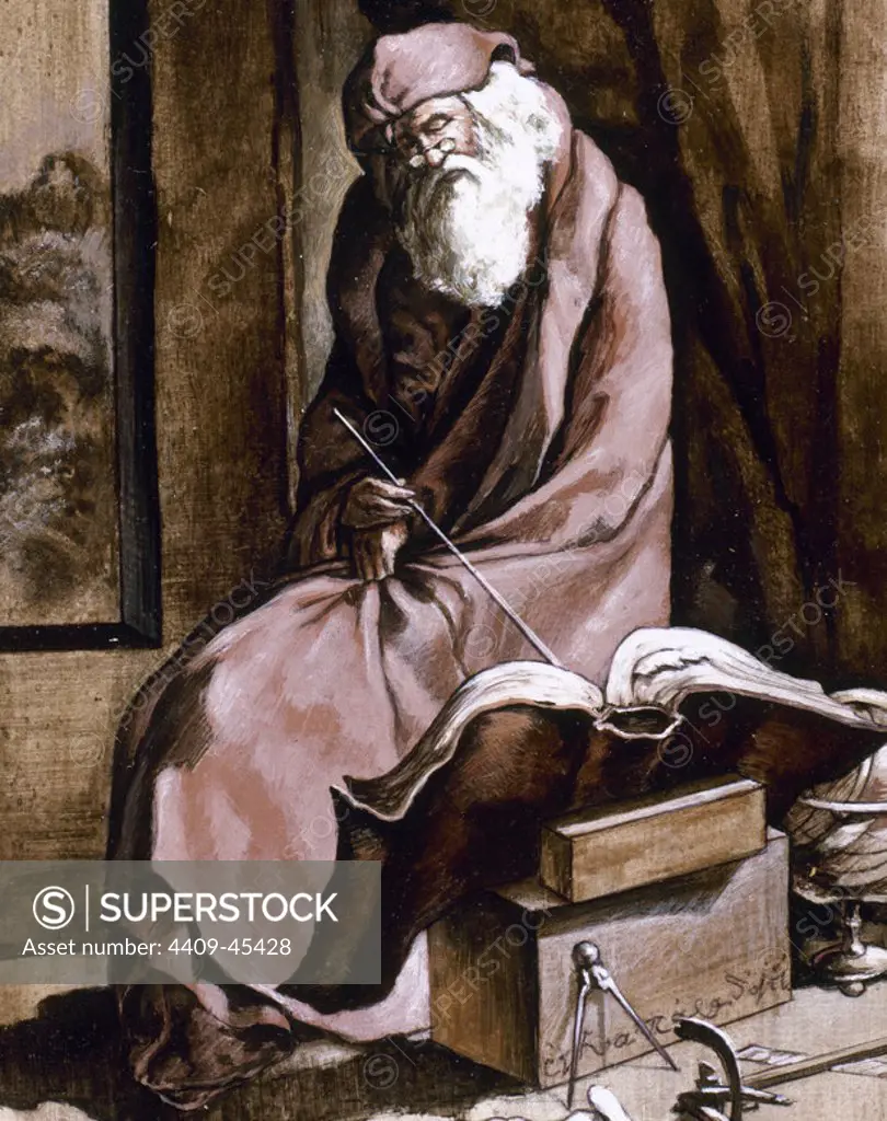 Anaximenes (c. 610-547 BC). Greek philosopher of the Ionian school and one of the first to place the origin of the universe on a principle called infinite.