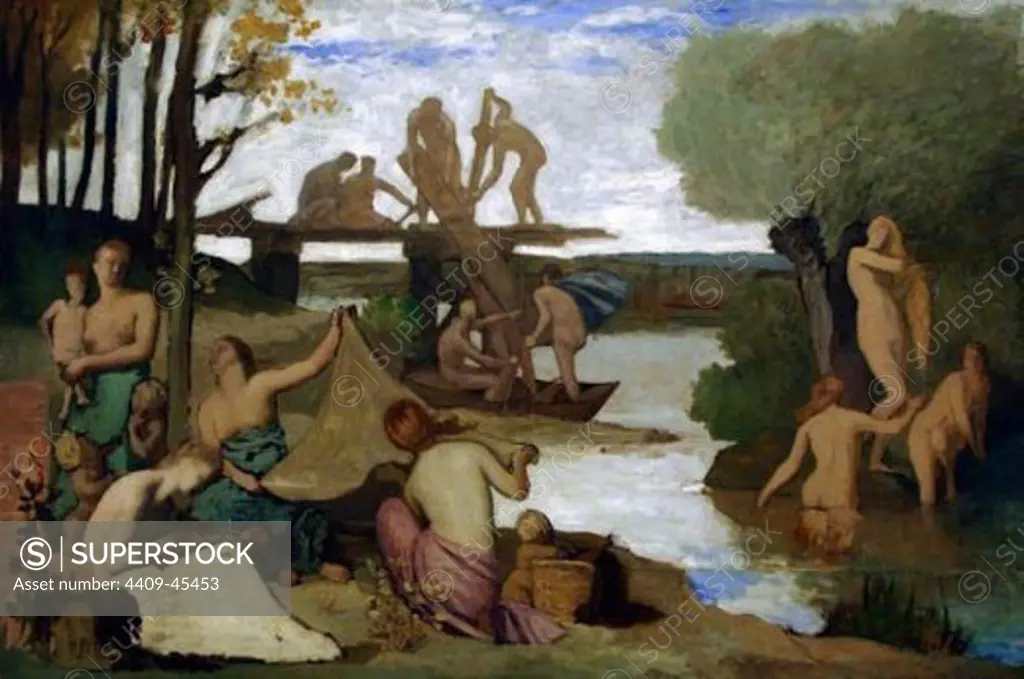 Pierre Puvis de Chavannes (1824-1898). French Symbolist painter. The River (1865). Oil on paper laid down on canvas. Metropolitan Museum. New York. United States.