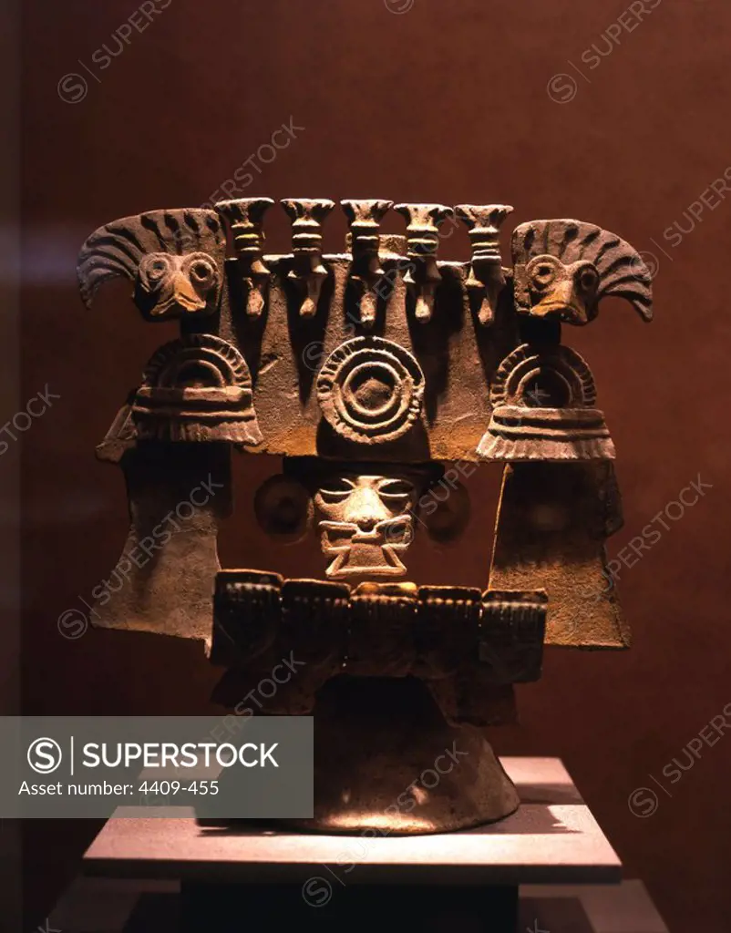 Mexico.Mexico D.F.Museo Nacional de Antropologia.Incensiario de ceramica.Cultura de Teotihuacan.