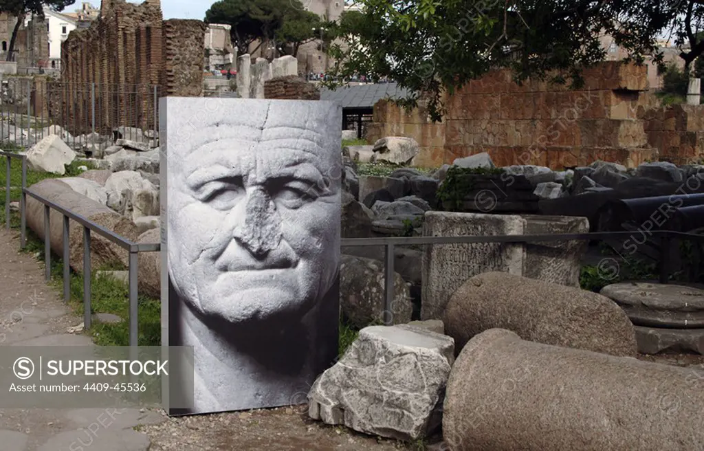 Vespasian. The Two-Thousandth Anniversary of the Flavian Dynasty. Temporary exhibition. Roman Forum. Rome. Italy.