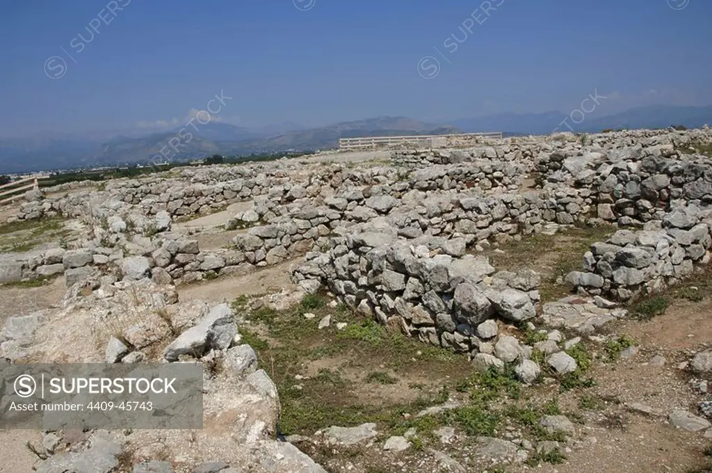 Greece. Tiryns. Mycenaean city (3rd millennium B.C.). Upper terrace. Peloponnese.