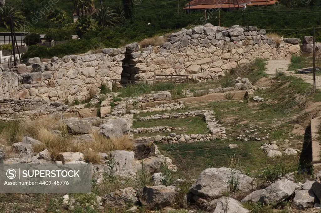 Greece. Tiryns. Mycenaean city (3rd millennium B.C.). Ruins. Peloponnese.