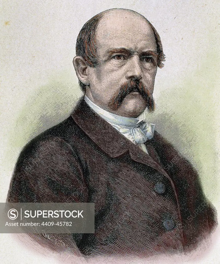 BISMARCK, Otto-Leopold, Prince of (1815-1898). German statesman. Nineteenth-century engraving. Colored.