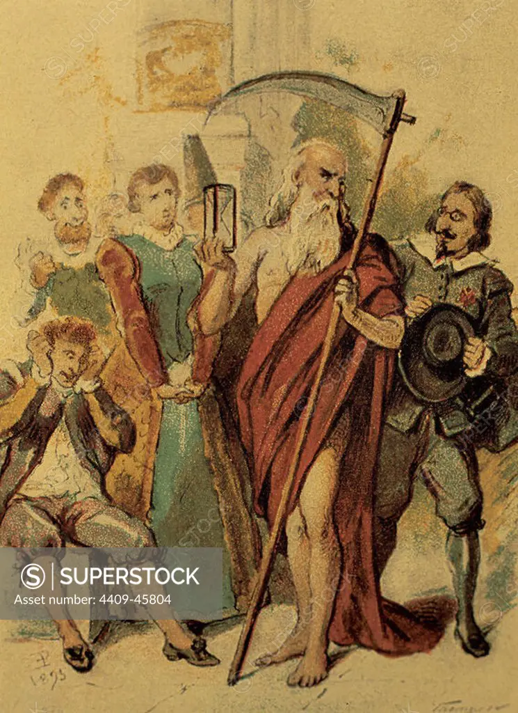 Francisco de Quevedo y Villegas (1580-1645). Spanish writer. House of Fools of Love. Illustration. Printed in 1895. Private collection.