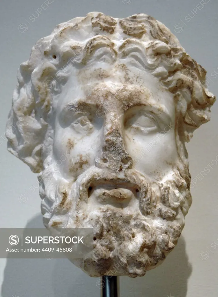 Greek Art. Hellenistic. Marble head of a god, probably Zeus. 3rd or 2nd century B.C. Metropolitan Museum of Art. New York. United States.