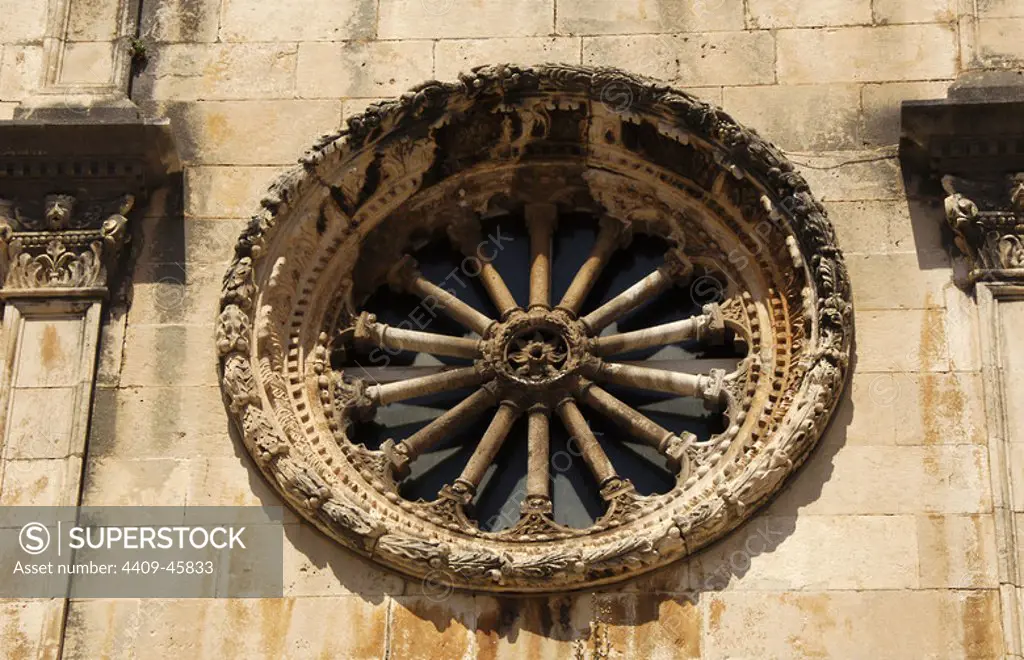Croatia. Dubrovnik. Franciscan Friary. 14th century. Rebuilt in the 17th century. Rose window.