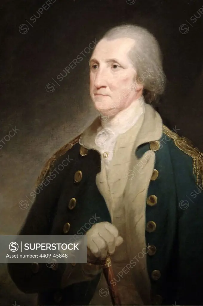 George Washington (1732-1799). First President of the United States (1789-1797). Portrait (1785) by Robert Edge Pine (1730-1788). National Portrait Gallery. Washington D.C. United States.