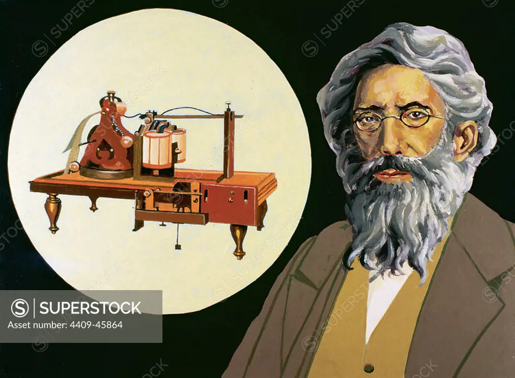 Morse, Samuel (1791-1872). American inventor of the Registrar Electromagnetic Telegraph, as well as two separate devices for sending and receiving messages (1832-1835).