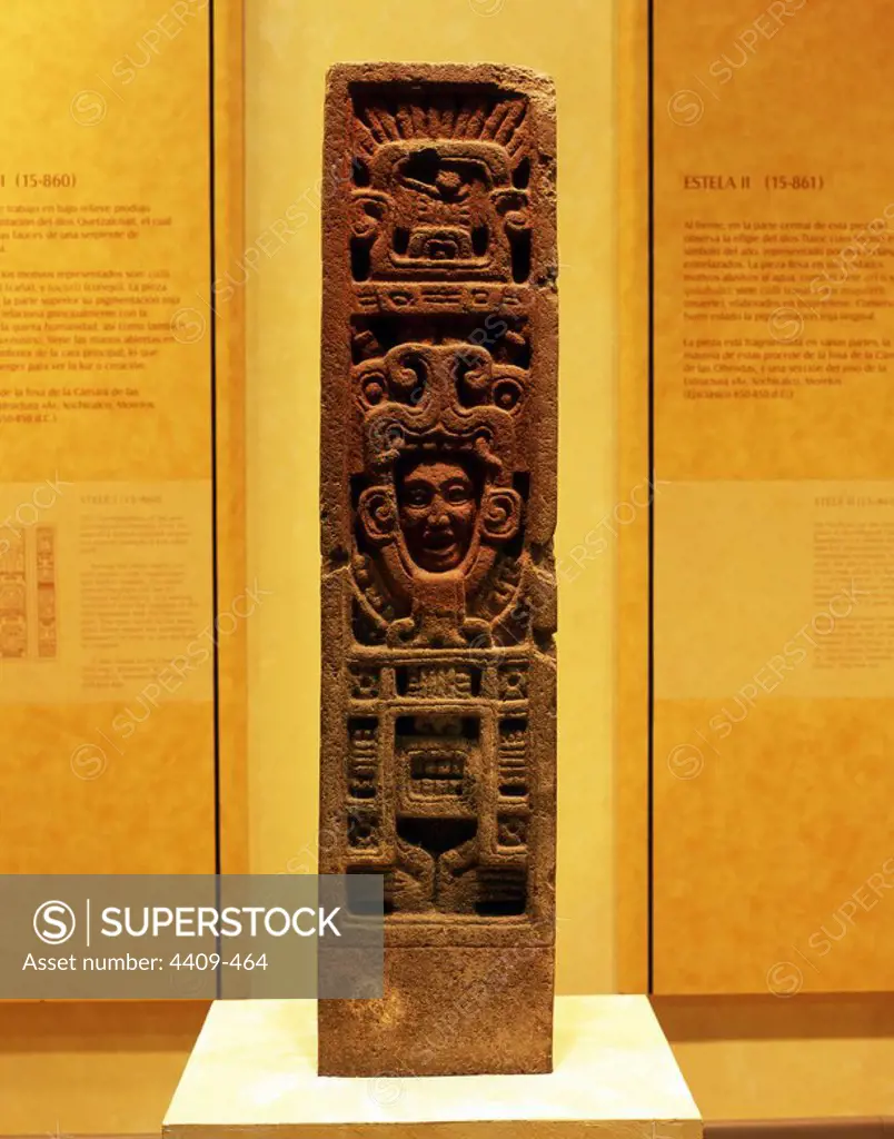 Mexico.Mexico D.F.Museo Nacional de Antropologia.Estela nº 1 Quetzalcoalt.Cultura Xoxicalco.