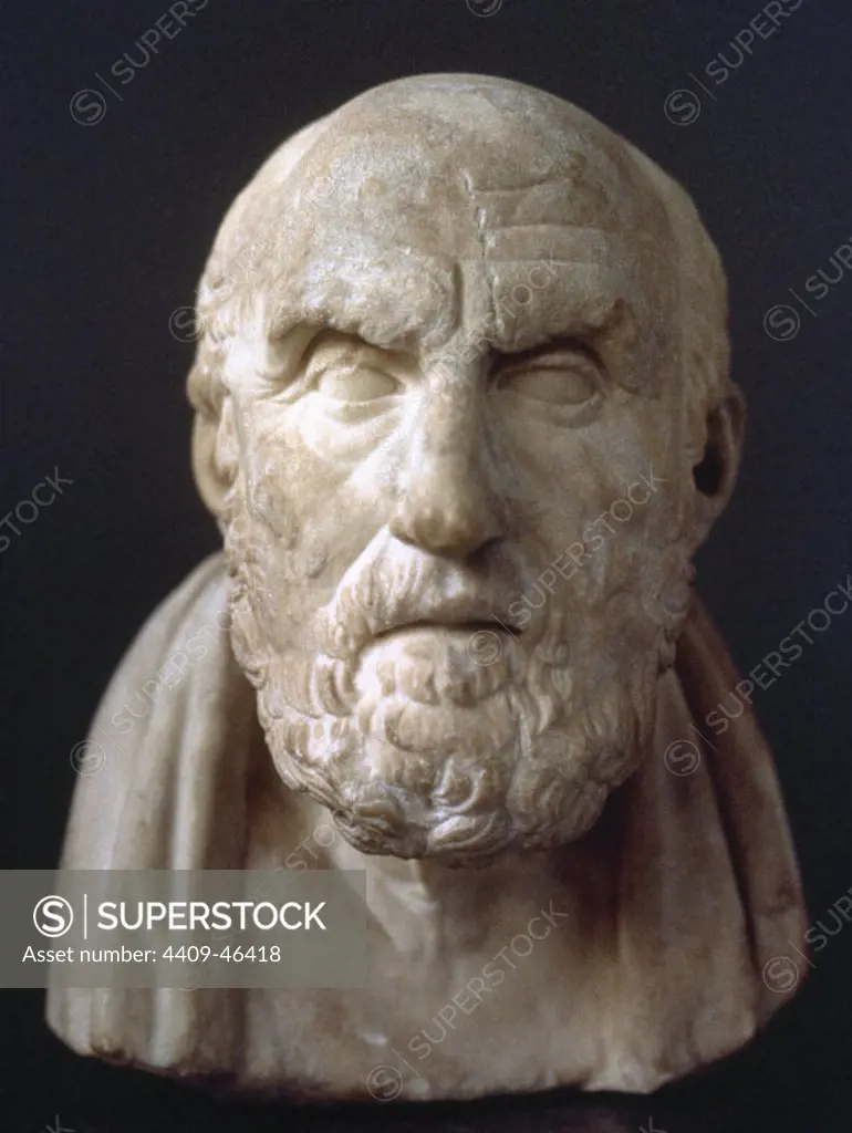 Chrysippus (280-206 BC). Greek Stoic philosopher. Stoicism school. Bust. Roman copy from a Hellenistic bust. British Museum. London, England.