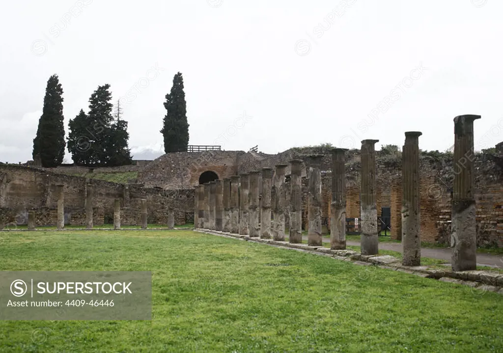 Italy. Pompeii. Quadriporticus. Colonnade.