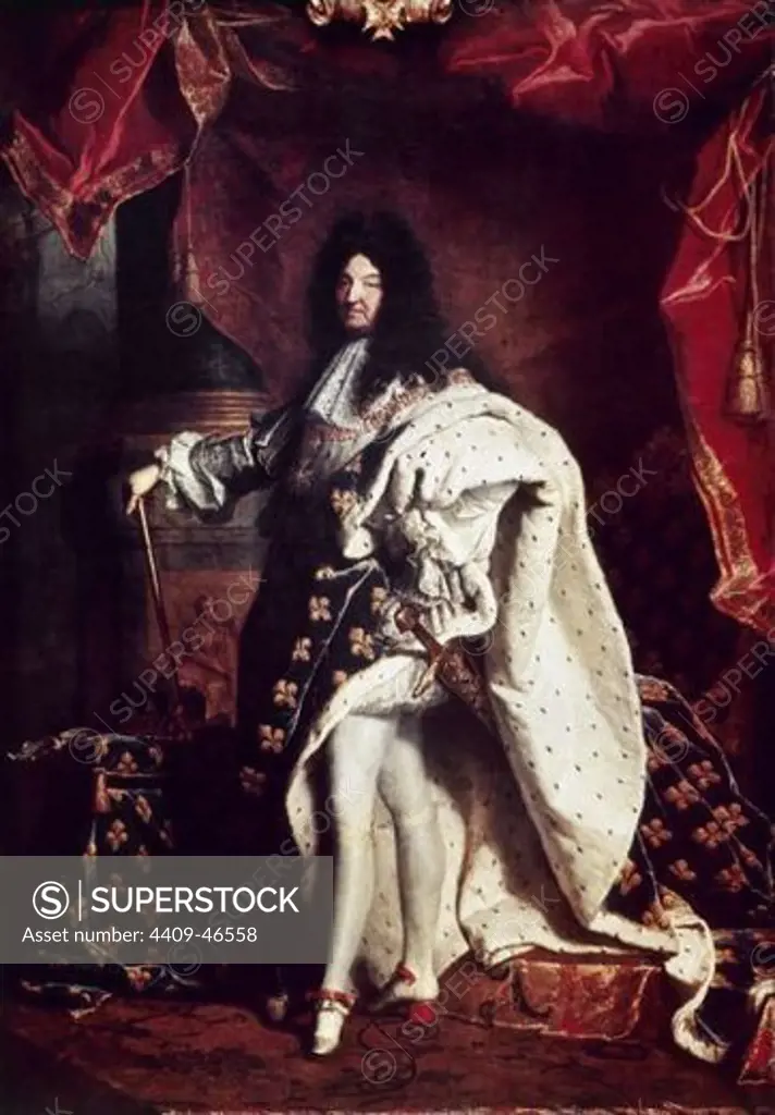 Louis XIV (1638-1715). King of France. Portrait by Hyacinthe RIgaud. 1701. Louvre Museum. Paris. France.