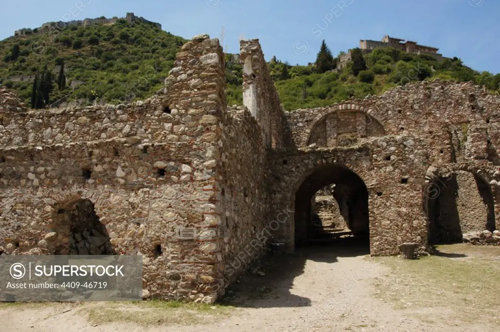 Greece. Mystras. Fortified town , situated on Mt. Taygetos. Byzantine. Laconia. Peloponnese. Remains.