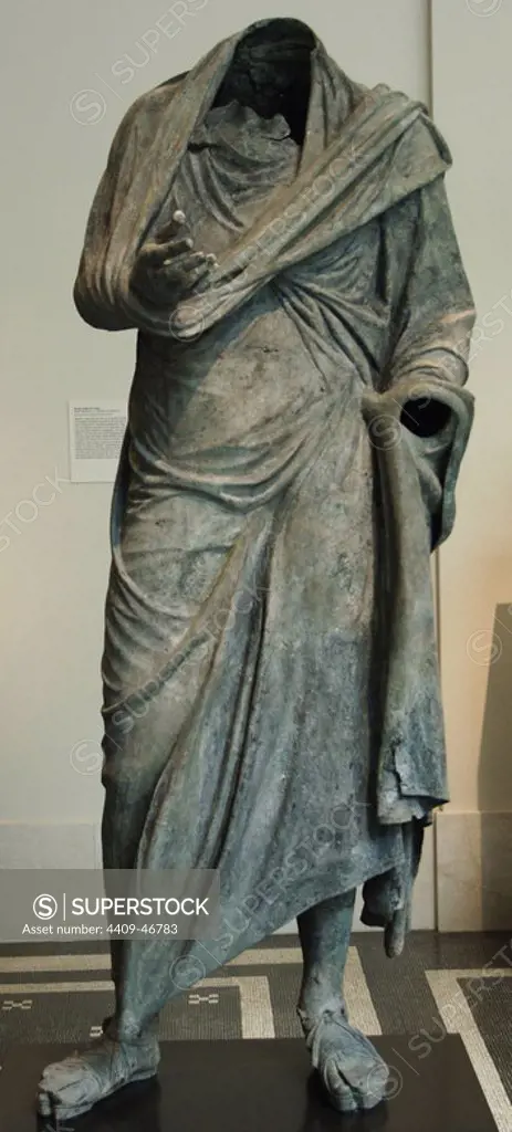 Greek Art. Hellenistic. Bronze statue of a man dressed with an himation (2nd-1st century B.C.). Metropolitan Museum of Art. New York. United States.