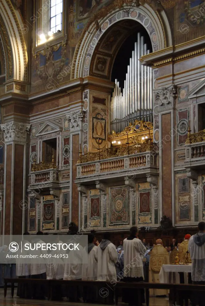 Religious celebration inside the Archbasilica of St. John Lateran (San Giovanni Laterano). Rome. Italy.