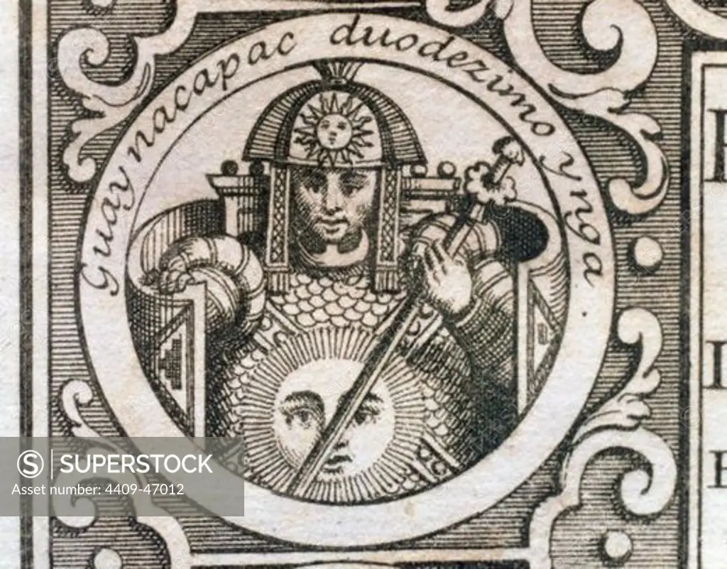 Huayna Capac (h.1465-1525). Inca emperor (1493-1525). Son of Tupac Inca Yupanqui. Engraving, 1726.