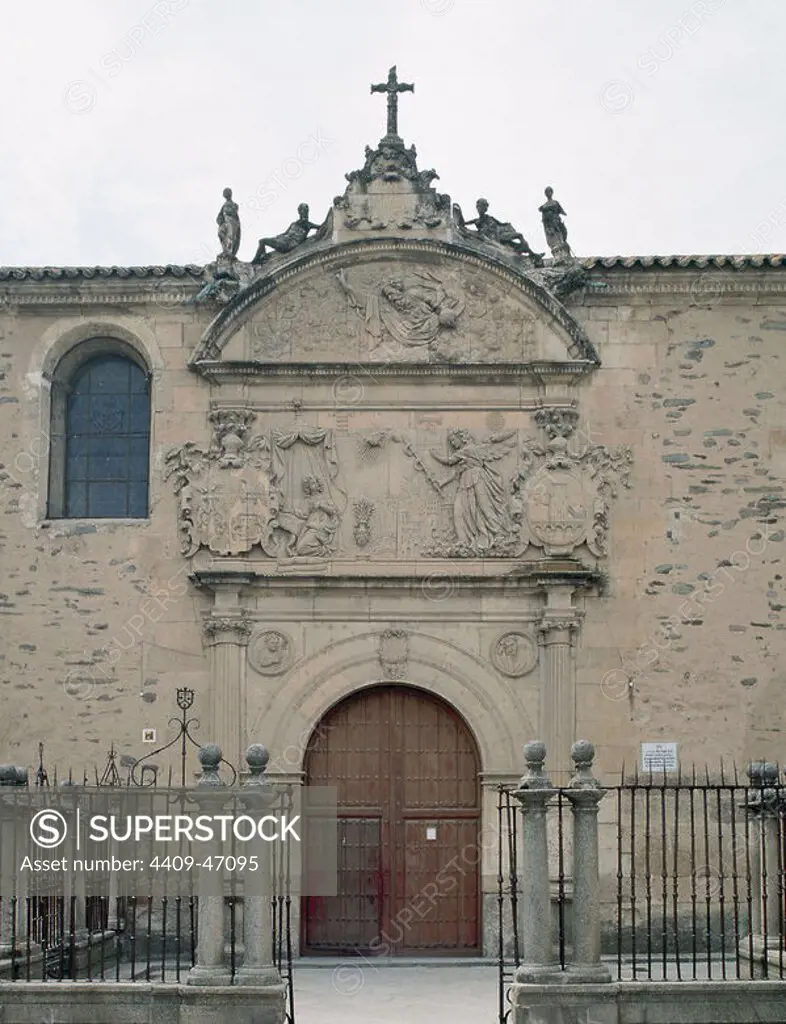 Spain. Alba de Tormes. Convent of the Discalced Carmelites. Founded in 1571 by St. Teresa. Mudejar-renaissance portal.