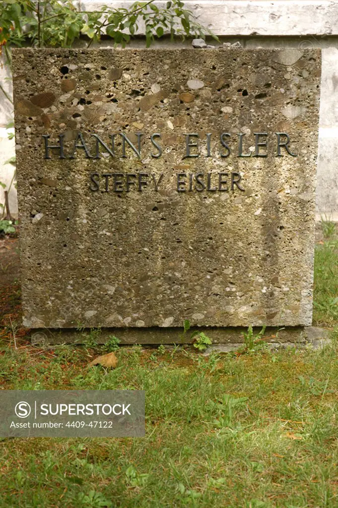 Hanns Eisler (1898-1962). German composer. Tomb of Hanns and his wife Steffy in the Dorotheenstadt Friedhof cemetery. Berlin. Germany.