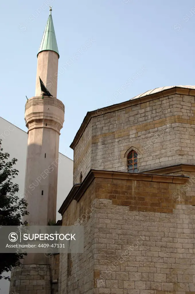 Mosque of Bayrakli, probably built around 1575, during the Ottoman period. Minaret. Belgrade. Republic of Serbia.