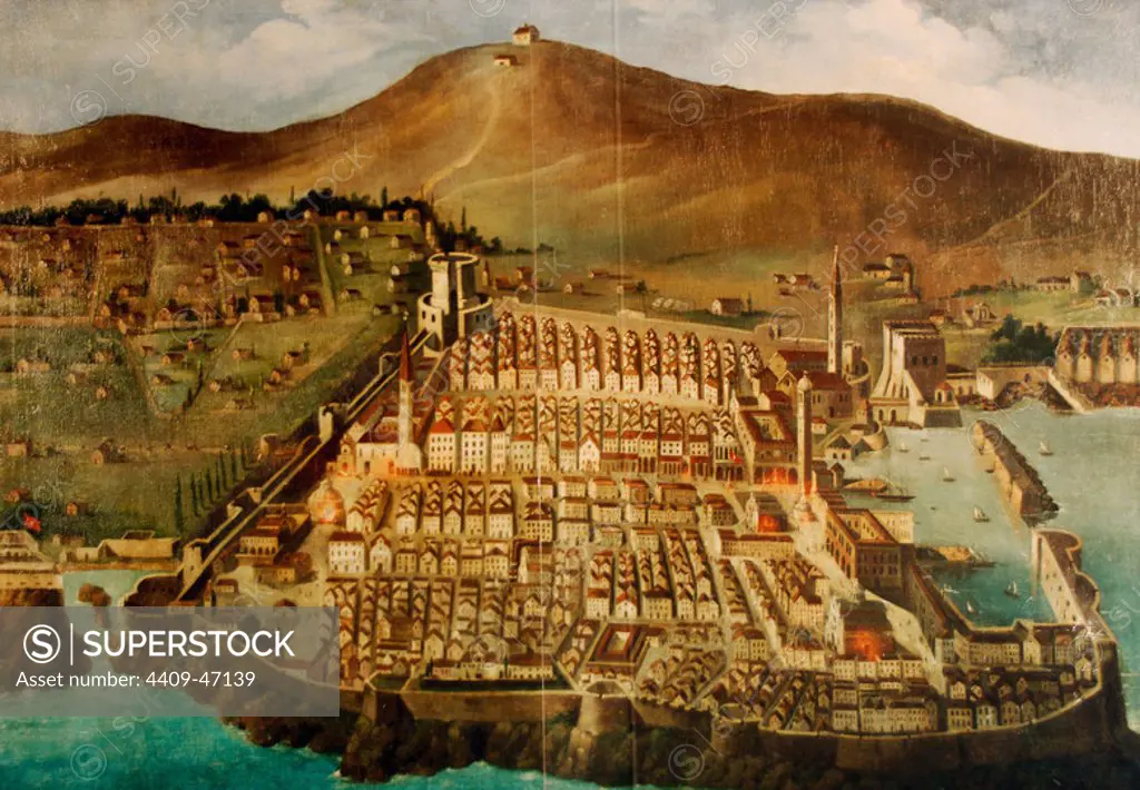 Dubrovnik. Map of the city before the earthquake of 1667. Croatia.
