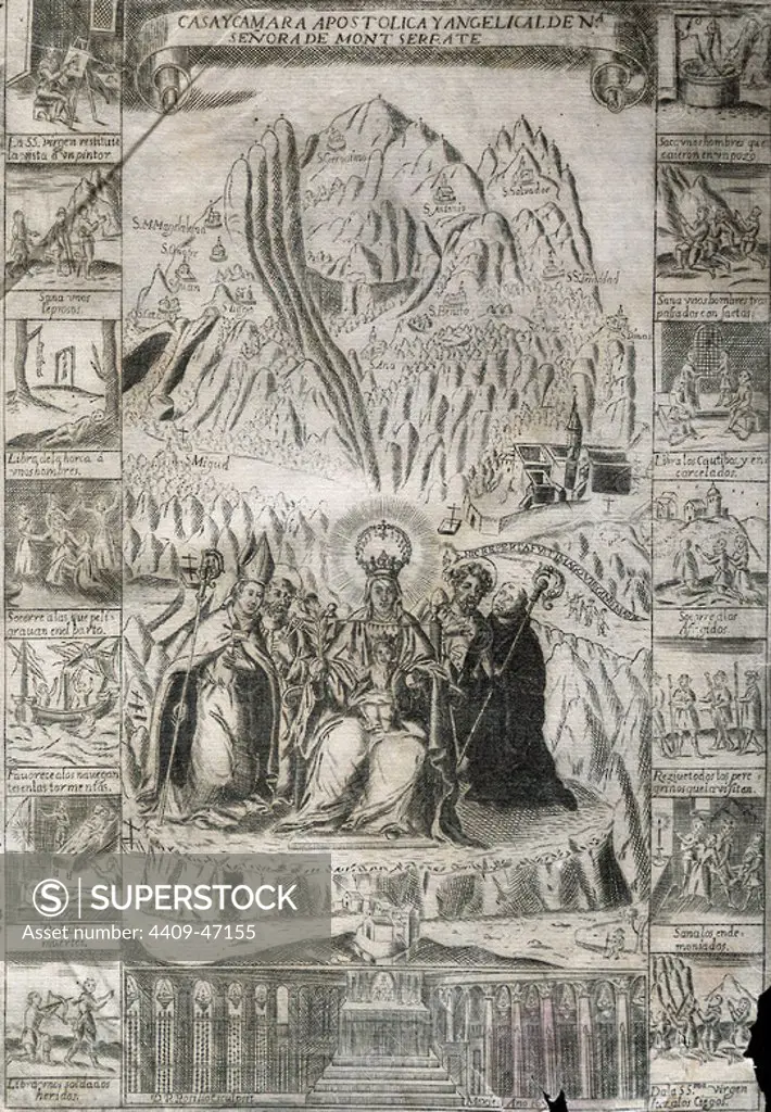 Casa y Camara Apostolica y angelical de Nuestra Sen_ora de Montserrat. Engraving,1677.
