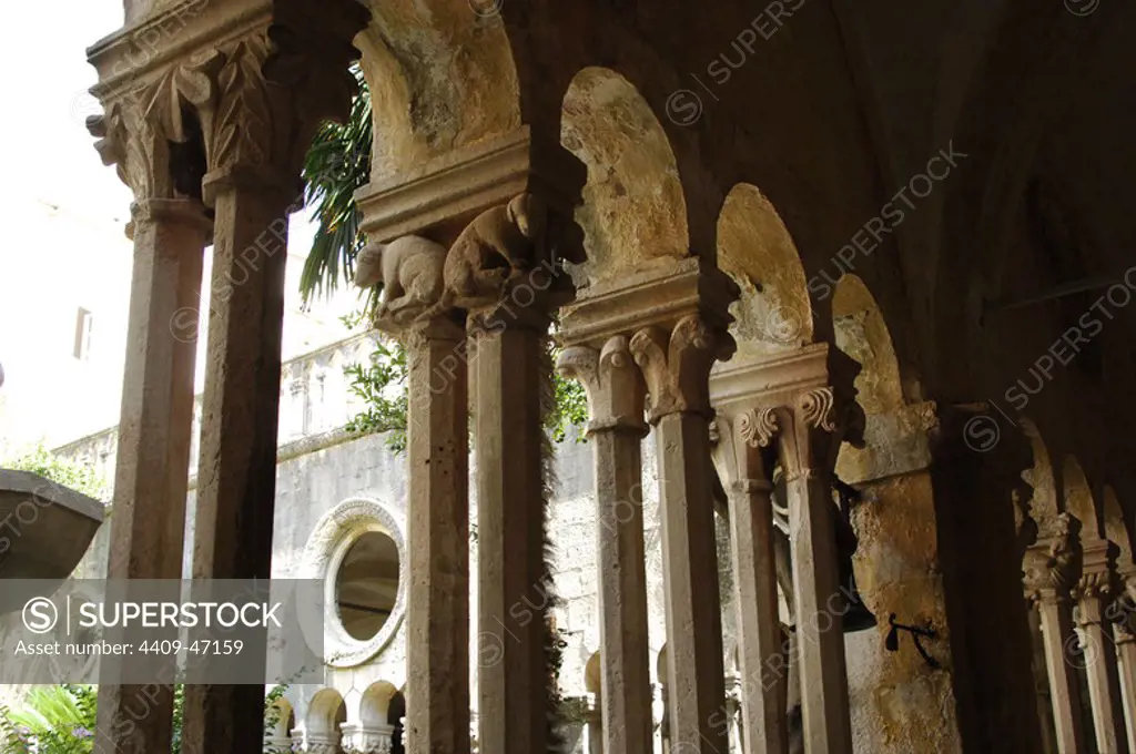 Croatia. Dubrovnik. Franciscan Friary. 14th century. Rebuilt in the 17th century. Cloister gallery.