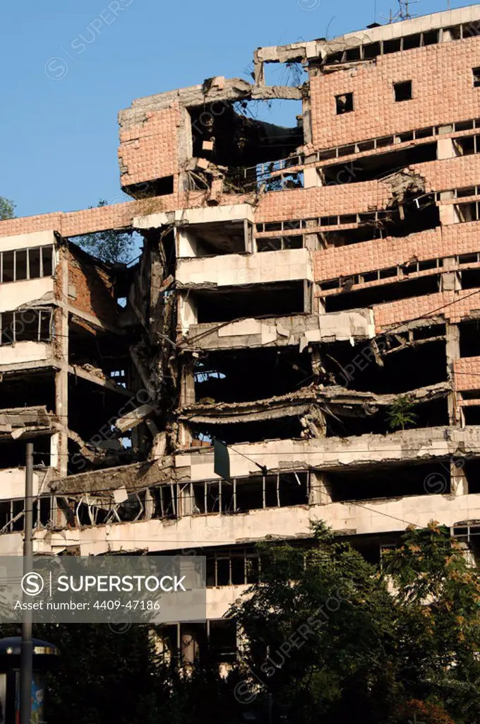 REPUBLIC OF SERBIA. BELGRADE. Government Buildings destroyed during the NATO bombing of Yugoslavia war.