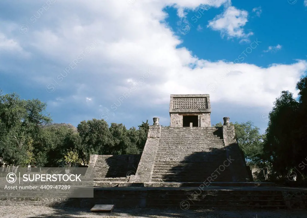 Pre-Columbian Art. Aztec. Pyramid of Santa Cecilia Acatitlan. Main staircase. Mexico .
