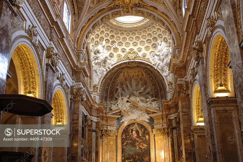 Italy. Rome. Church of St Louis of the French. 18th century. Interior in baroque style.