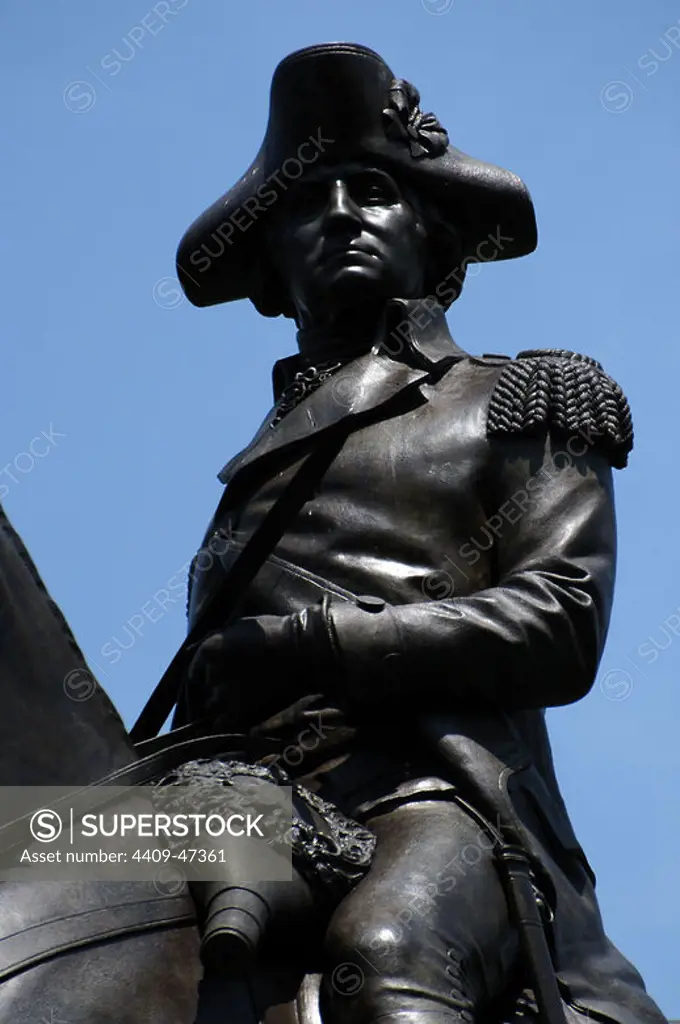 George Washington (1732-1799). Militar and american politician. First President of the United States (1789-1797). Monument in Boston Common Parks. Boston. Massachusetts. United States.