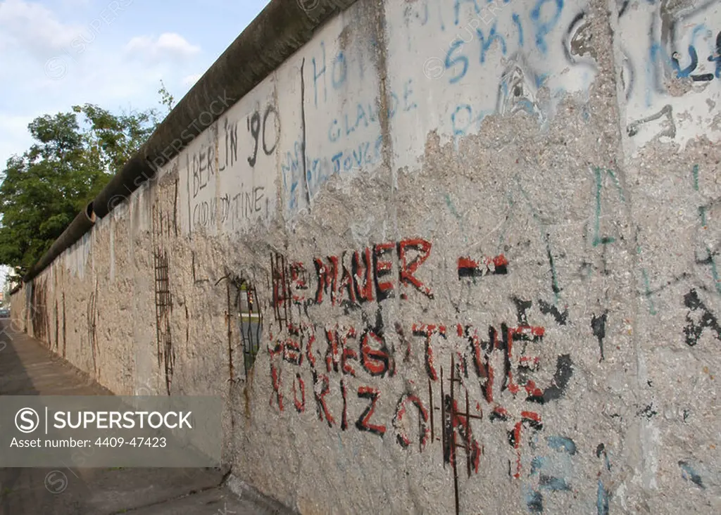 Section of the Berlin Wall in Niederkirchner Street. Berlin. Germany.
