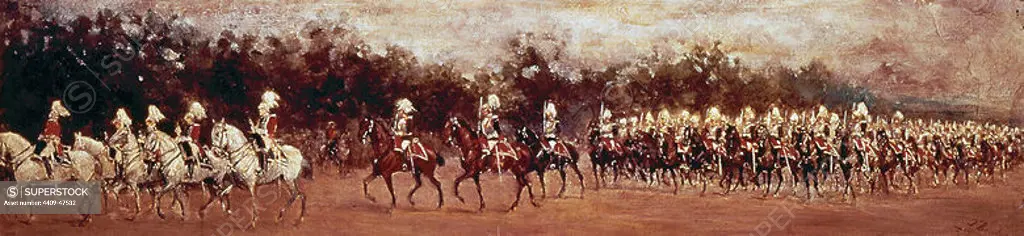 The royal escort. (1906) by Juan Comba. Private collection. Madrid. Spain.