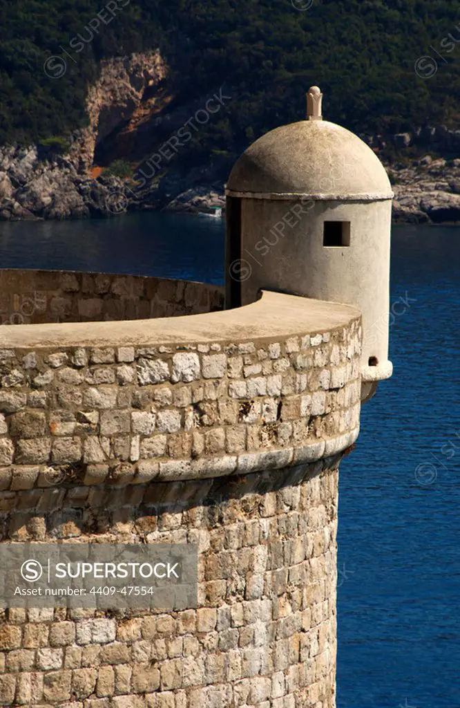 Bartizan in the wall of Dubrovnik. Croatia.