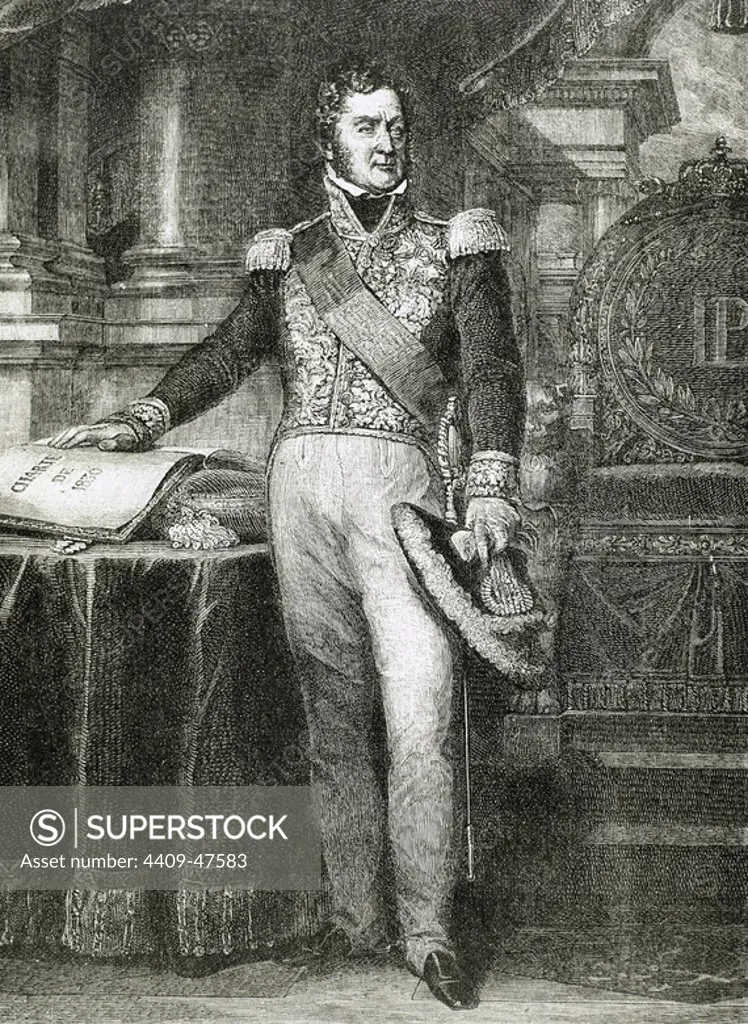 Louis-Philippe I (Paris ,1773-Claremont, 1850). King of France (1830-1848). Engraving.