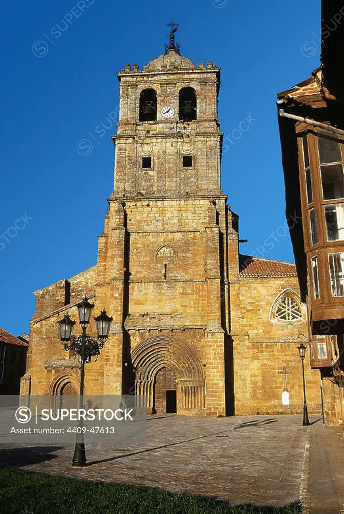 Spain. Castile and Leon. Aguilar de Campoo. Collegiate Church of Saint Michael, built in the 14th century on a romanesque temple existing.